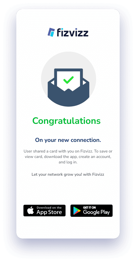 Mobile web confirmation of a new connection with app store badges