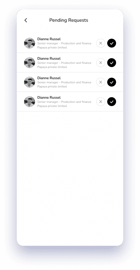 Pending requests queue with accept and decline