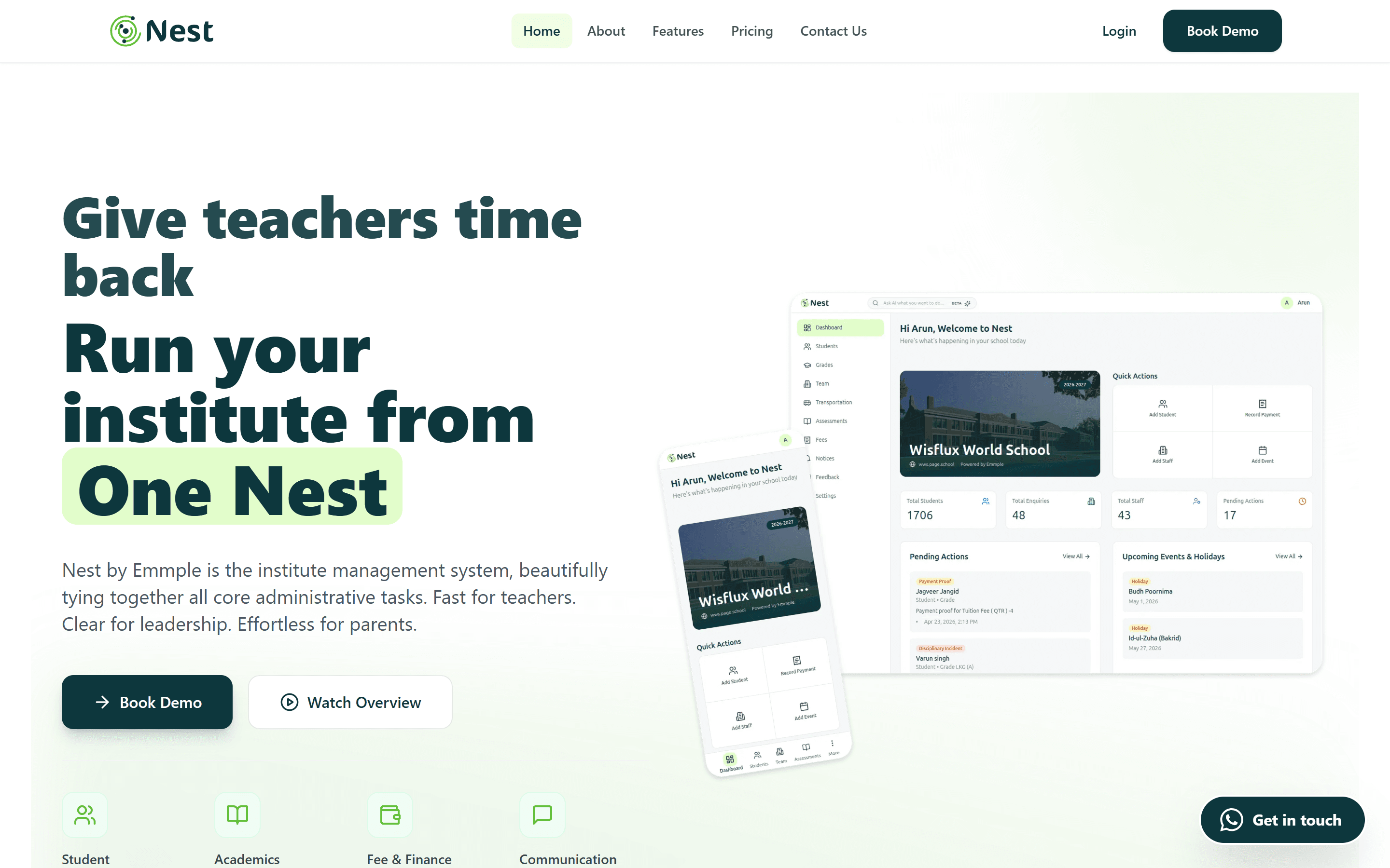 Redesigned Nest landing page hero