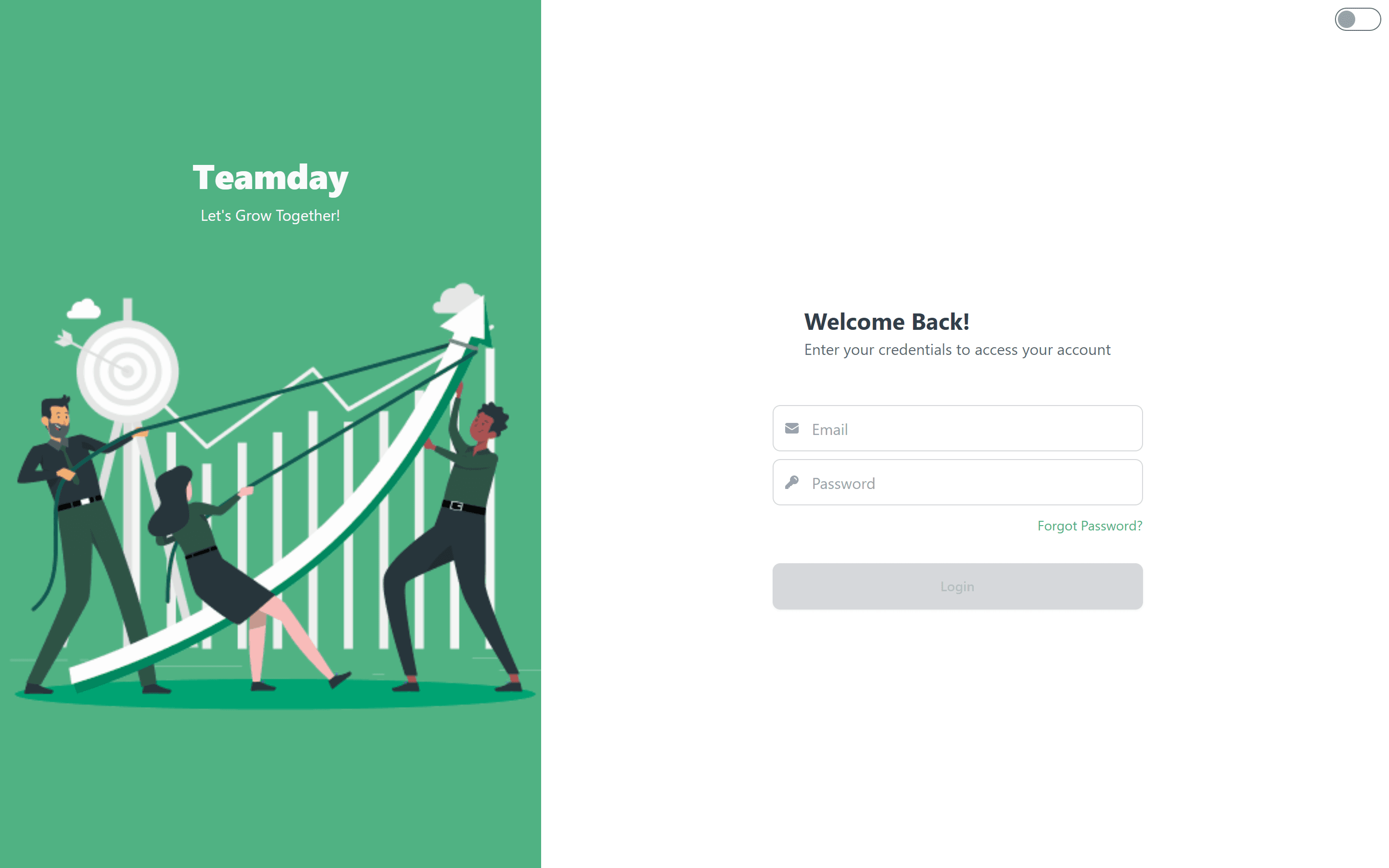 TeamDay sign-in screen with the brand illustration